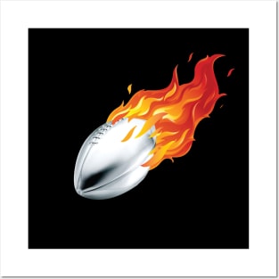 Silver Football on Fire Posters and Art